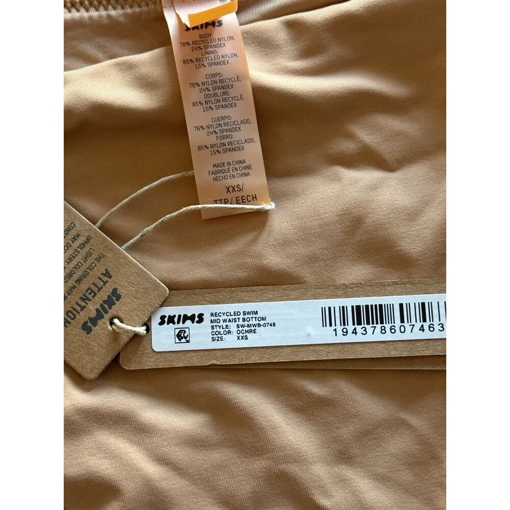 Skims Signature Swim Mid Waist Bottom Ochre Size XXS